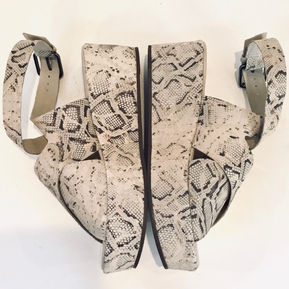 Matisse Platform Sandals ‘RUNAWAY’ Snakeskin Leather Ankle Strap Open-toe Size-7 - Picture 9 of 16